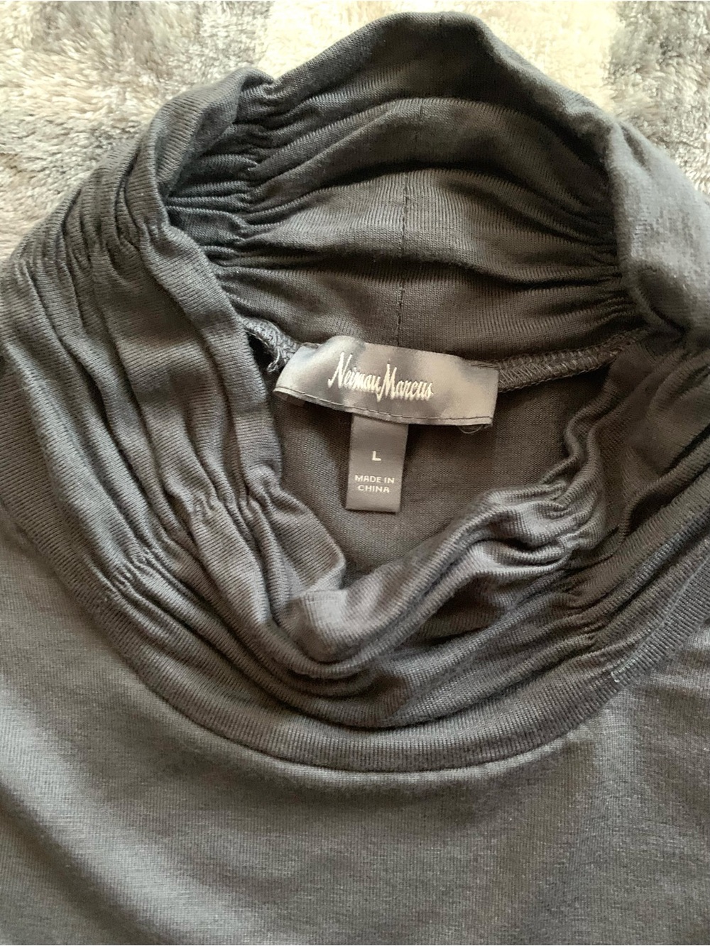 Neiman Marcus Black Ruched Cowl-Neck Sweatshirt